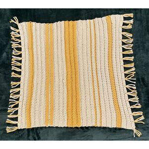 Beautiful Handmade Cream‎ & Gold Crochet Baby/Throw/Blanket - 33" X 31"